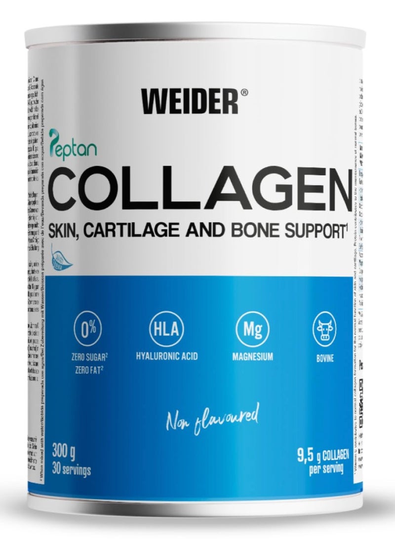 Peptan Collagen – Skin, Cartilage & Bone Support | With Hyaluronic Acid & Magnesium | Non-Flavoured | 300g (30 Servings)